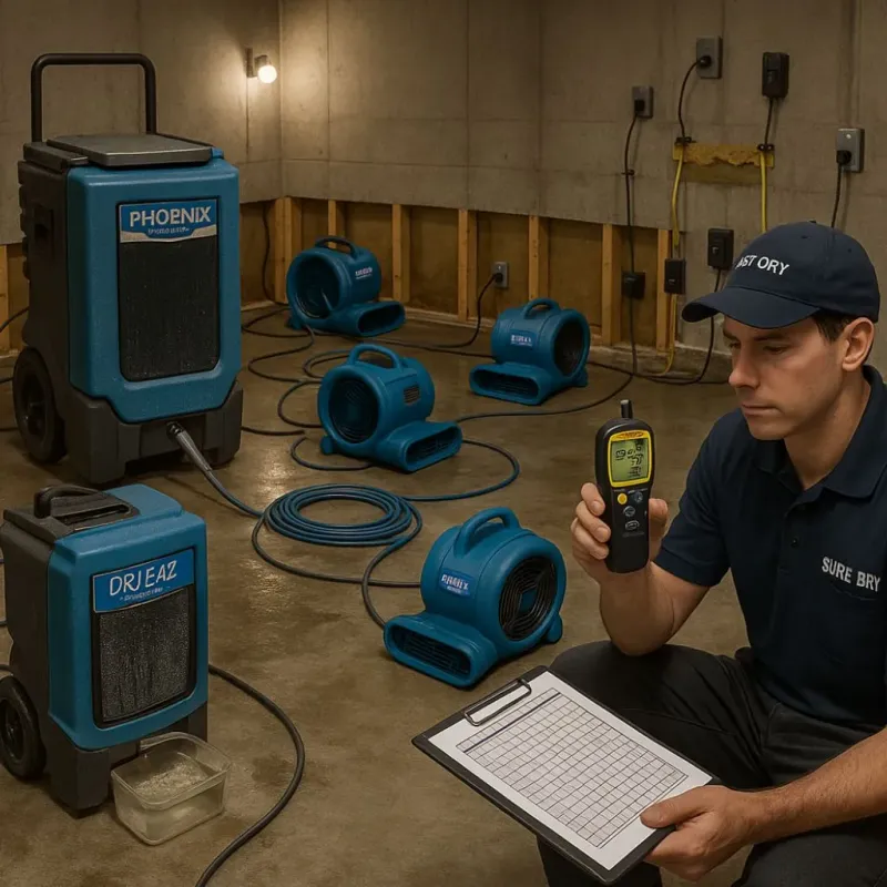 Structural Drying and Dehumidification process in Midway, LA